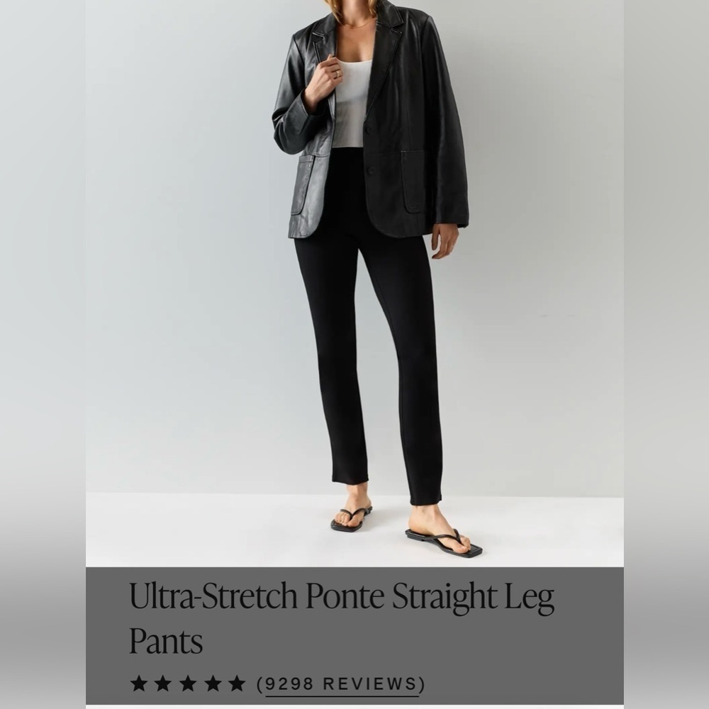 NWOT Quince Black Ultra Stretch Ponte Straight Leg Pants size Large
